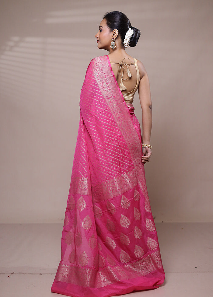 Pink Georgette Saree With Blouse Piece