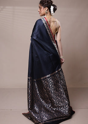 Black Banarasi Silk Saree With Blouse Piece