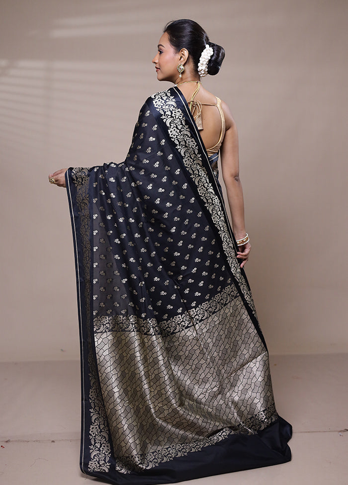 Black Katan Silk Saree With Blouse Piece