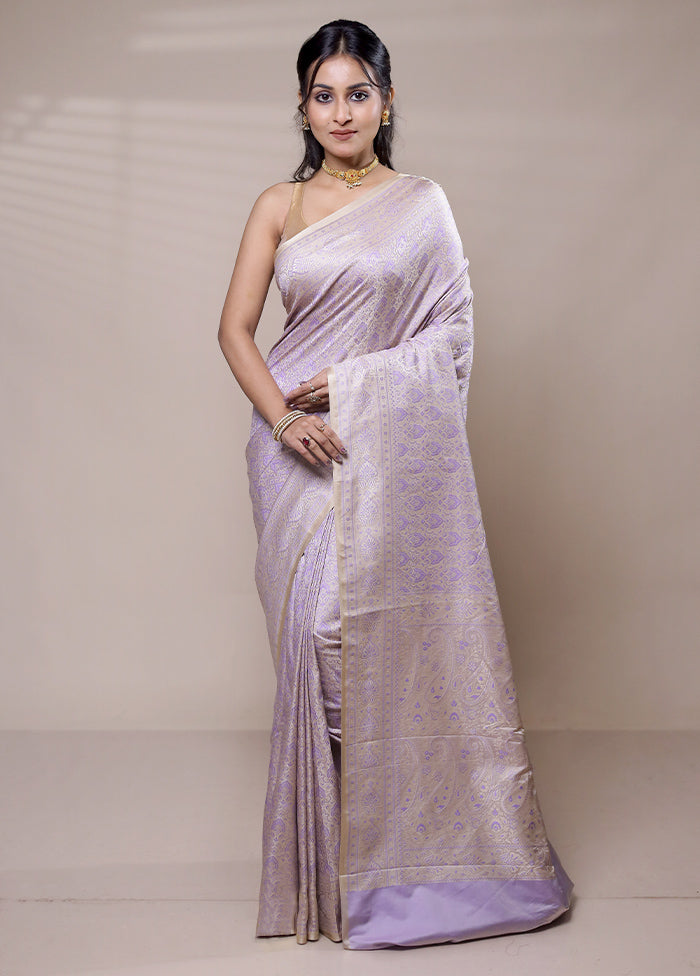 Grey Jamewar Silk Saree With Blouse Piece