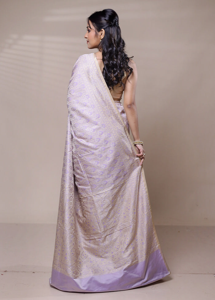 Grey Jamewar Silk Saree With Blouse Piece