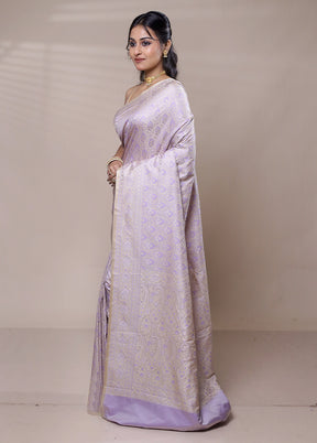 Grey Jamewar Silk Saree With Blouse Piece