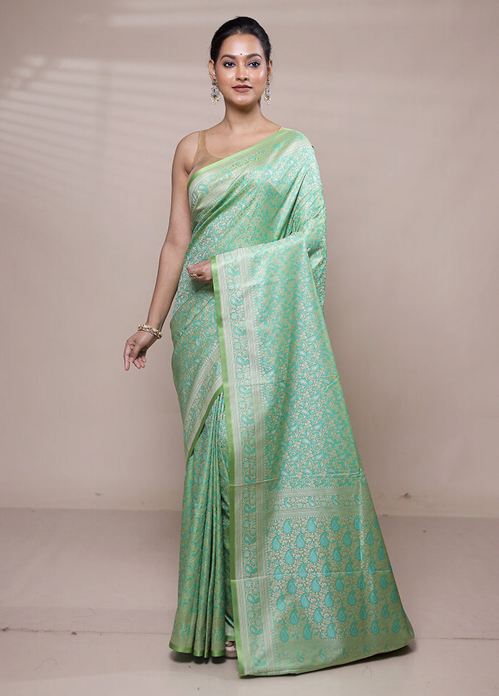 Green Jamewar Silk Saree With Blouse Piece