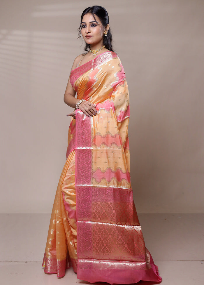 Orange Dupion Silk Saree With Blouse Piece