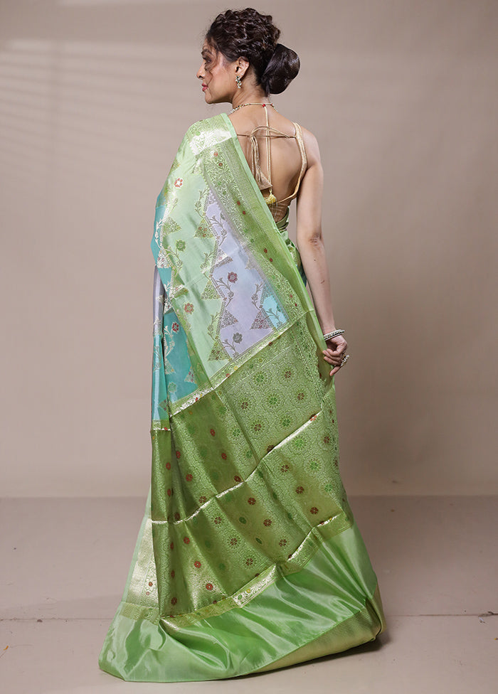 Green Dupion Silk Saree With Blouse Piece