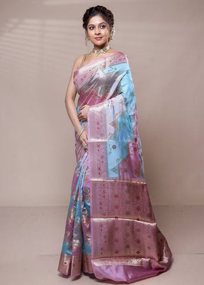 Pink Dupion Silk Saree With Blouse Piece