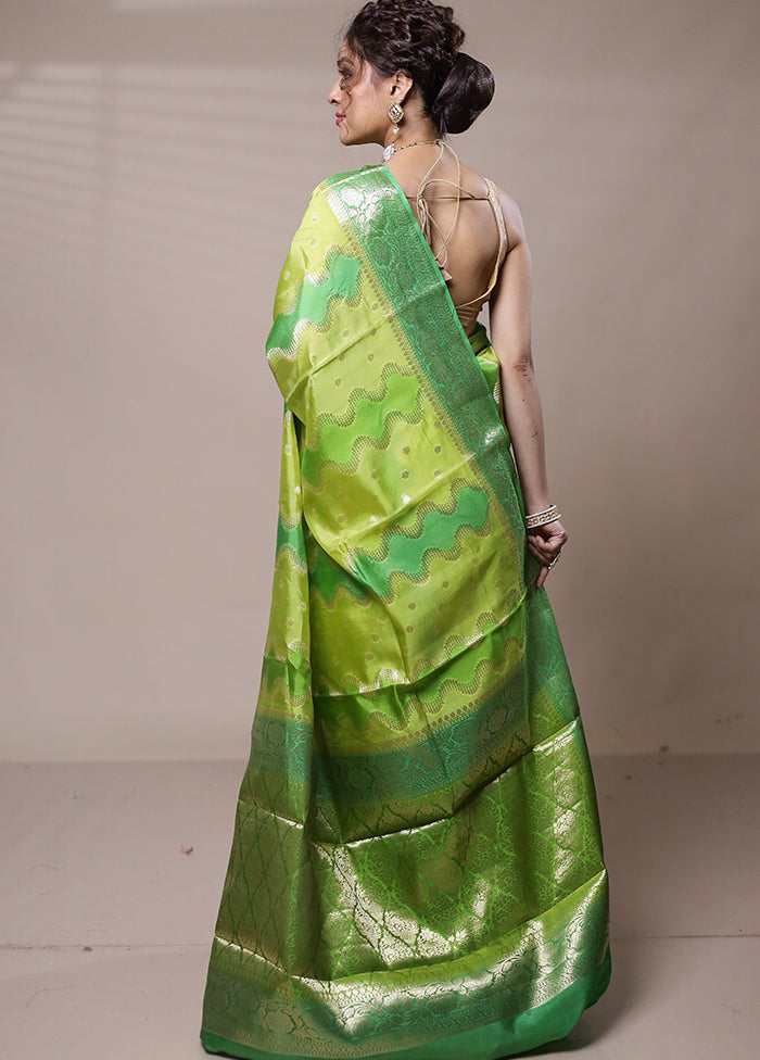 Green Dupion Silk Saree With Blouse Piece