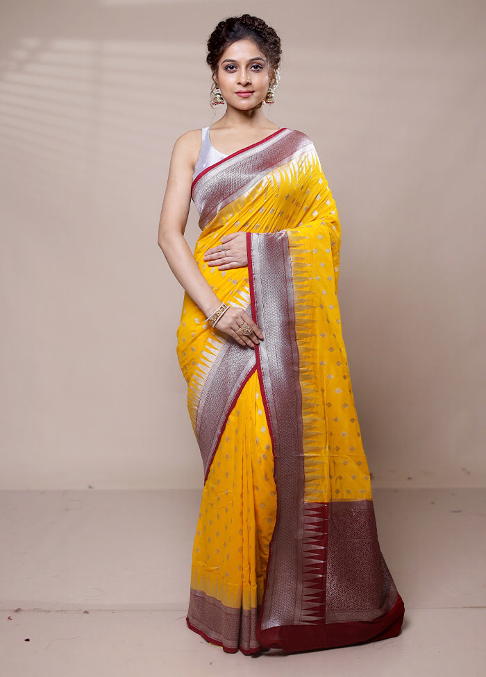 Yellow Georgette Saree With Blouse Piece