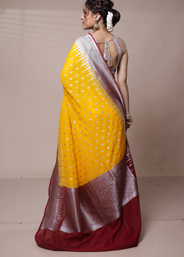 Yellow Georgette Saree With Blouse Piece