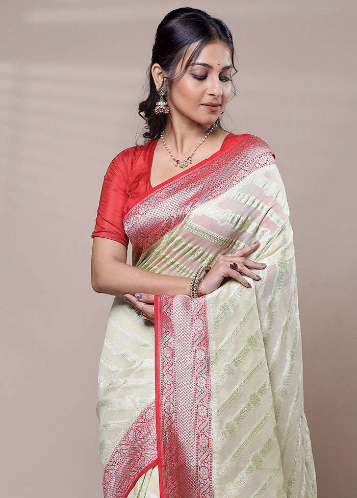 Green Organza Saree With Blouse Piece