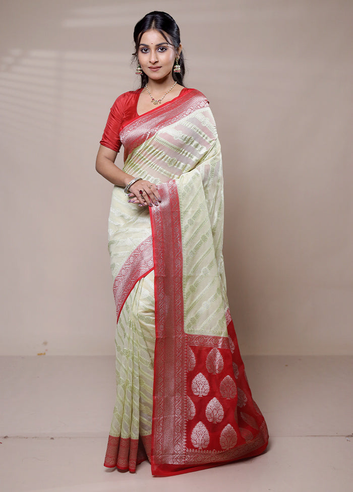 Green Organza Saree With Blouse Piece