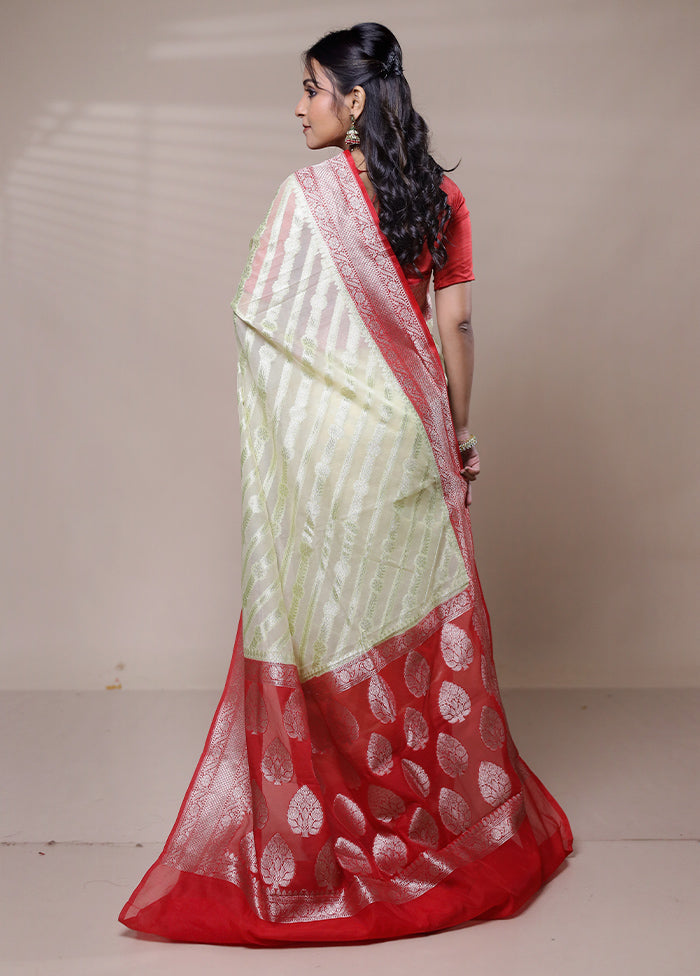 Green Organza Saree With Blouse Piece