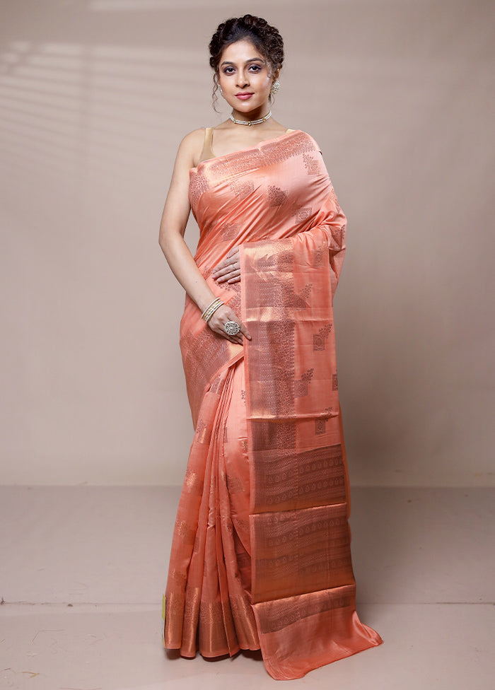 Pink Dupion Silk Saree With Blouse Piece