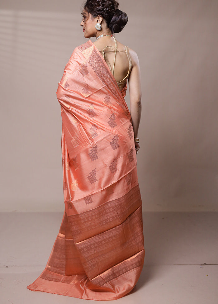 Pink Dupion Silk Saree With Blouse Piece