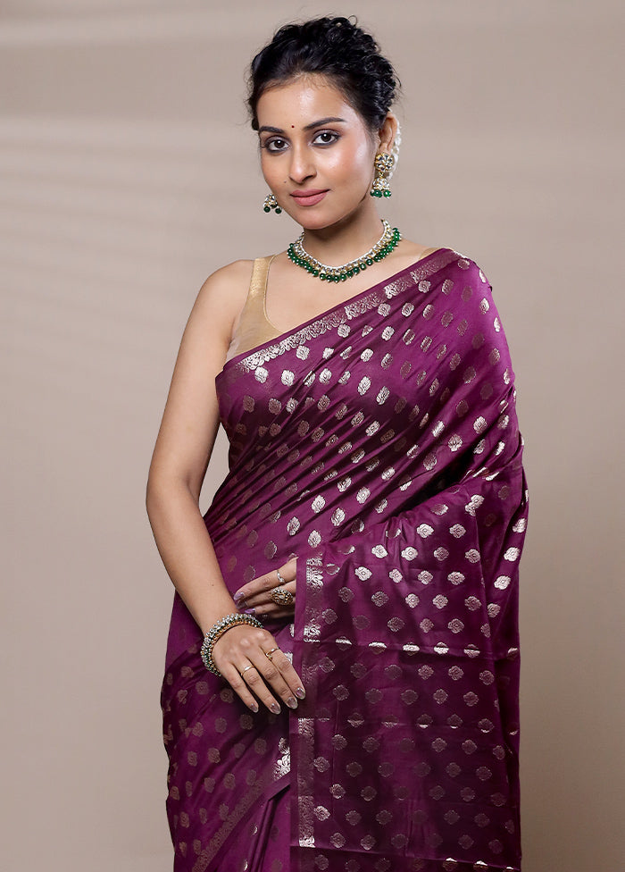 Purple Dupion Silk Saree With Blouse Piece