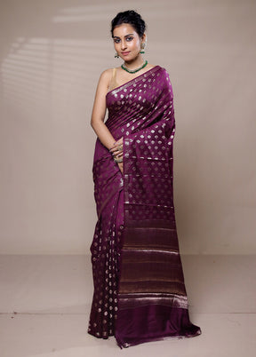 Purple Dupion Silk Saree With Blouse Piece