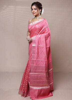 Pink Dupion Silk Saree With Blouse Piece