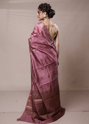 Pink Dupion Silk Saree With Blouse Piece