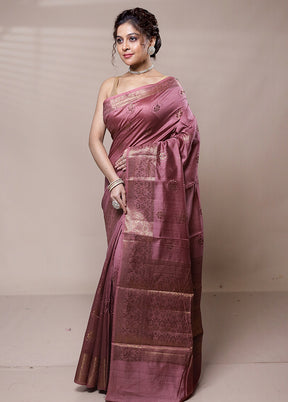 Pink Dupion Silk Saree With Blouse Piece