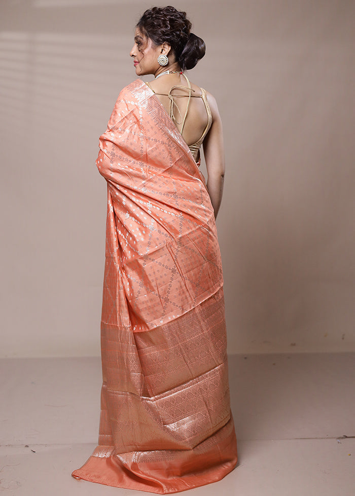 Orange Dupion Silk Saree With Blouse Piece