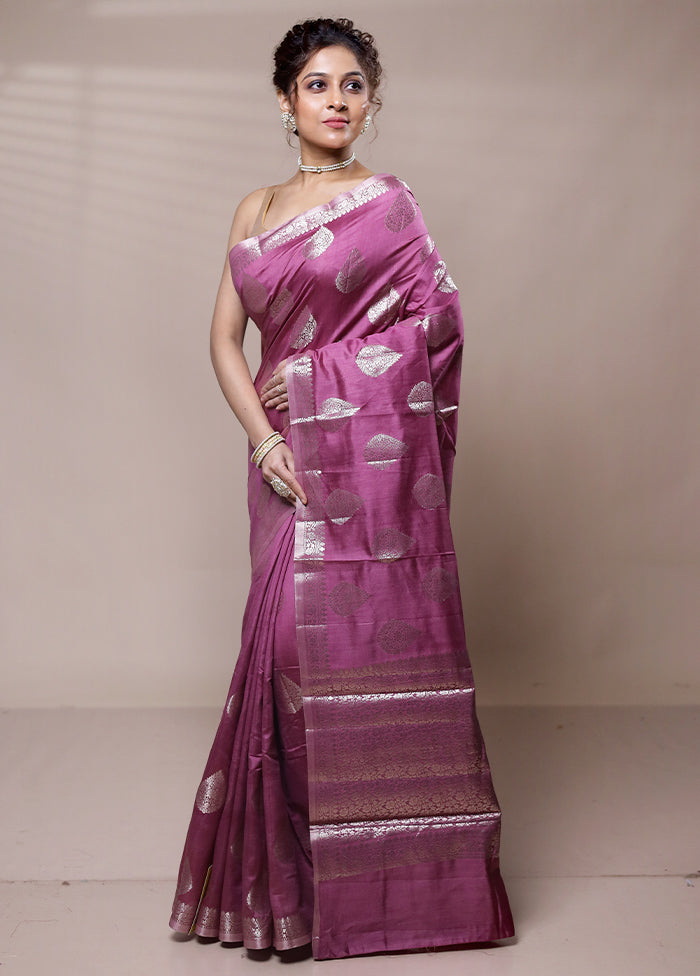 Pink Dupion Silk Saree With Blouse Piece