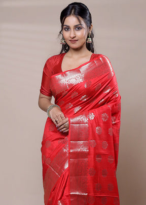 Pink Dupion Silk Saree With Blouse Piece