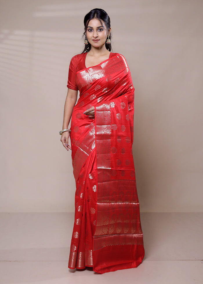 Pink Dupion Silk Saree With Blouse Piece