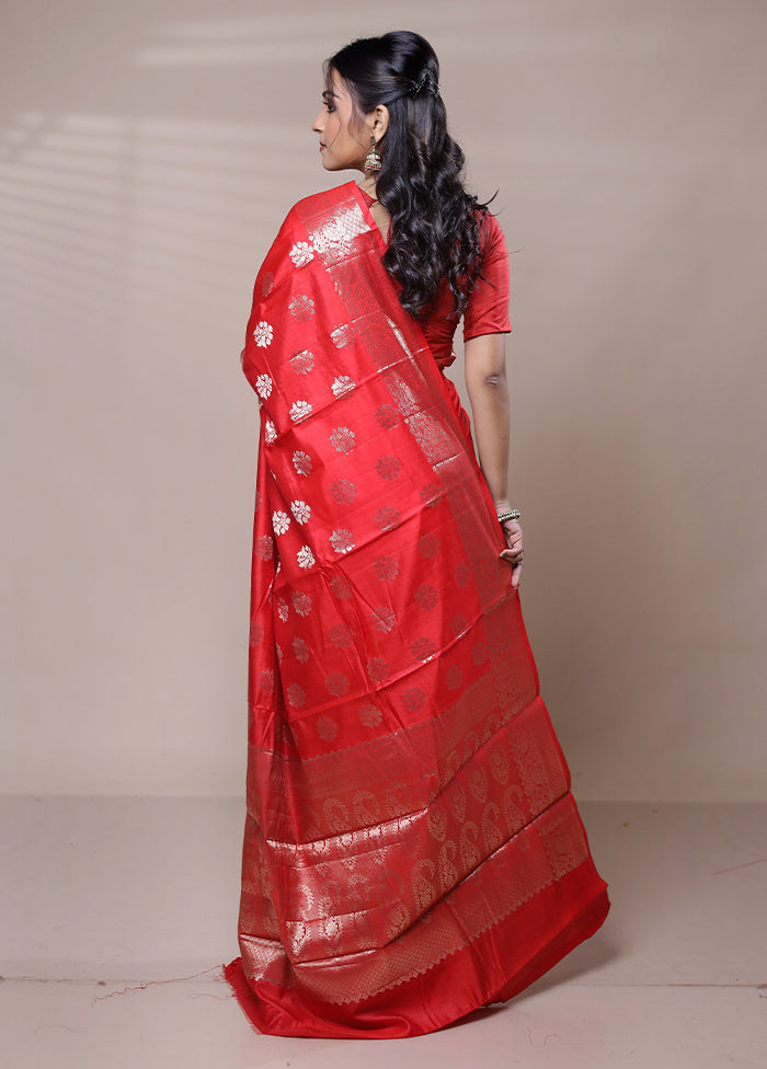 Pink Dupion Silk Saree With Blouse Piece