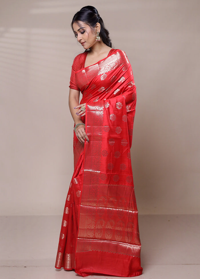 Pink Dupion Silk Saree With Blouse Piece