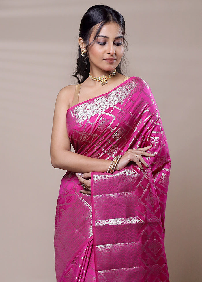 Pink Dupion Silk Saree With Blouse Piece