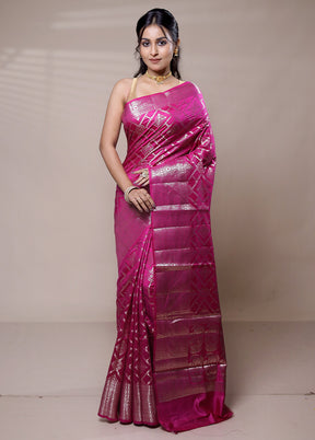 Pink Dupion Silk Saree With Blouse Piece