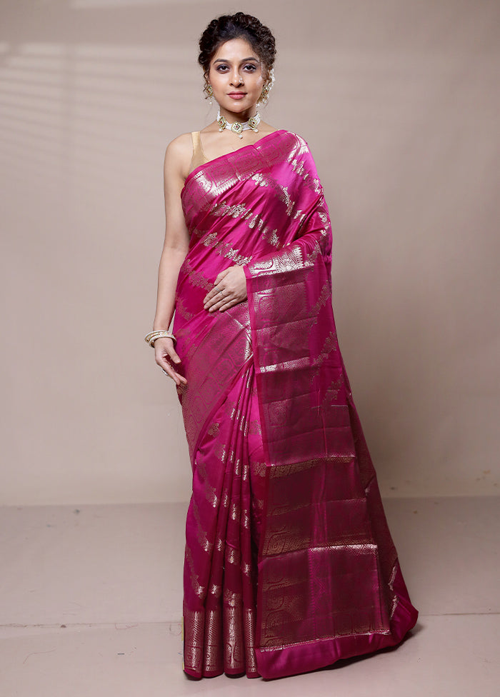 Pink Dupion Silk Saree With Blouse Piece