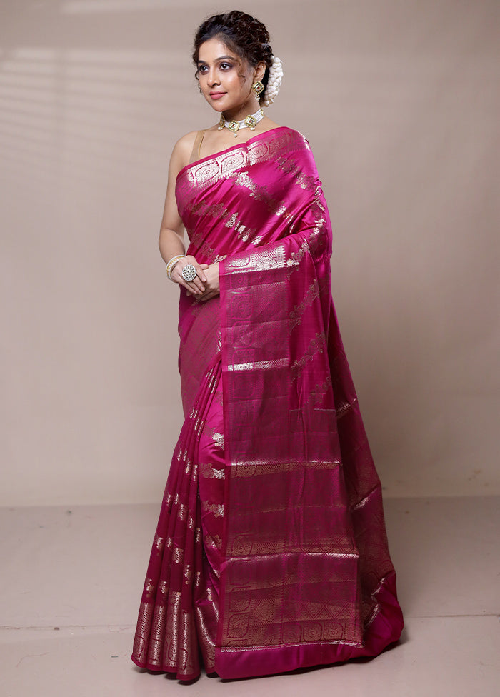 Pink Dupion Silk Saree With Blouse Piece