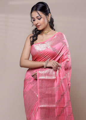 Pink Dupion Silk Saree With Blouse Piece