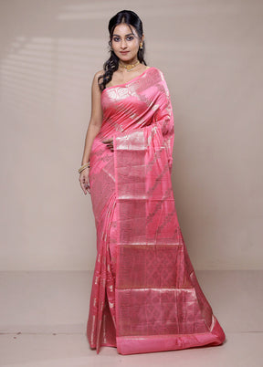 Pink Dupion Silk Saree With Blouse Piece