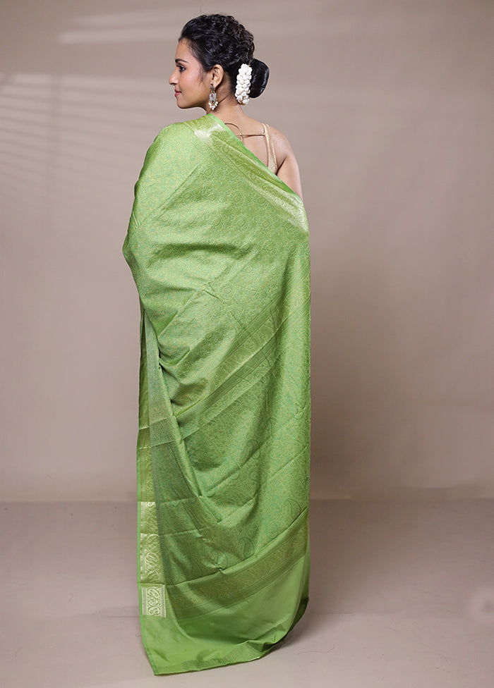 Green Jamewar Silk Saree With Blouse Piece