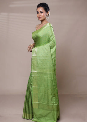 Green Jamewar Silk Saree With Blouse Piece