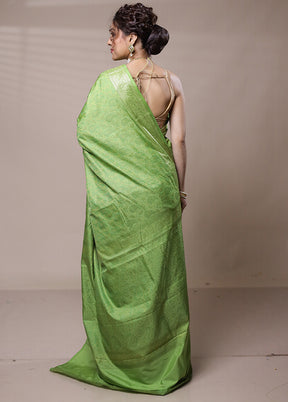 Green Jamewar Silk Saree With Blouse Piece