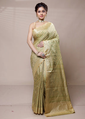 Green Jamewar Silk Saree With Blouse Piece