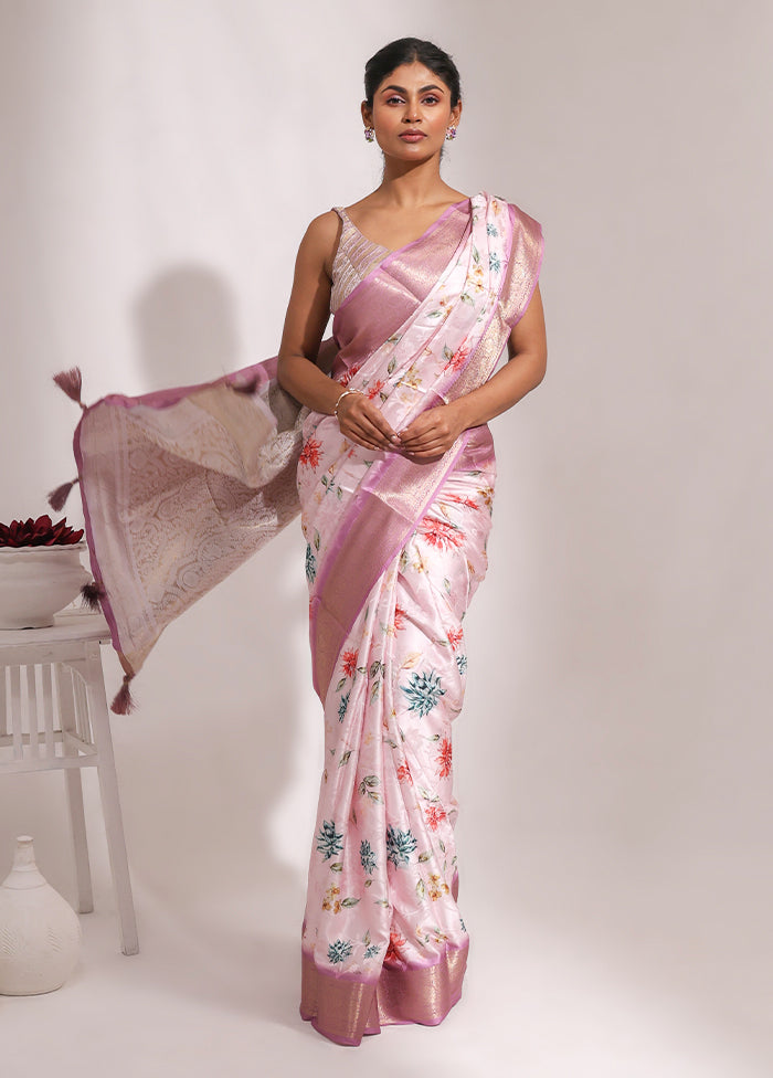 Pink Dupion Silk Saree With Blouse Piece