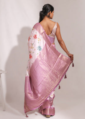 Pink Dupion Silk Saree With Blouse Piece