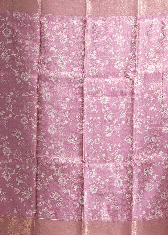 Pink Dupion Silk Saree With Blouse Piece