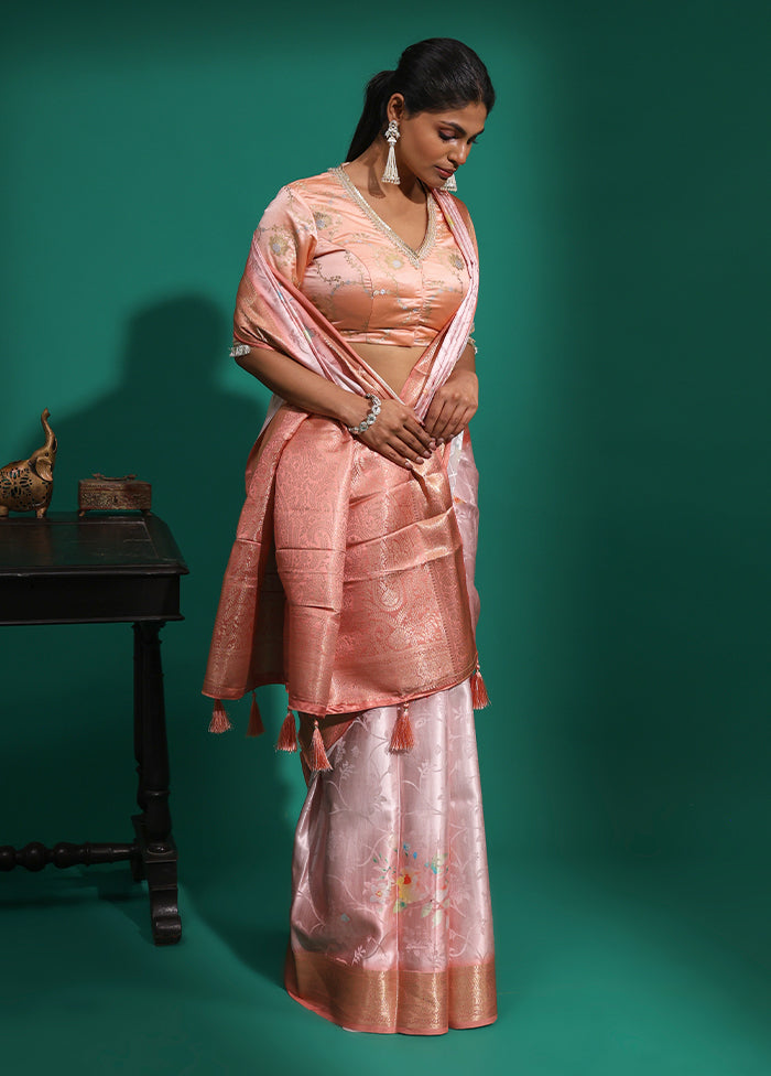 Pink Dupion Silk Saree With Blouse Piece