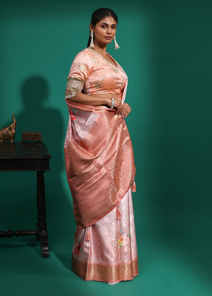 Pink Dupion Silk Saree With Blouse Piece