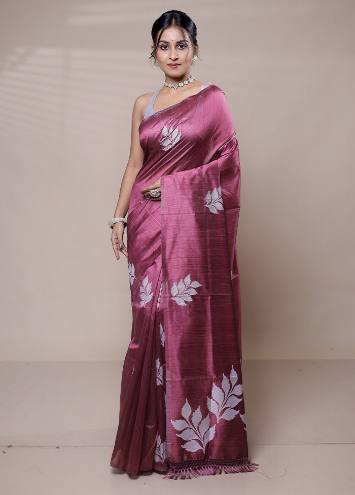 Purple Matka Silk Saree With Blouse Piece