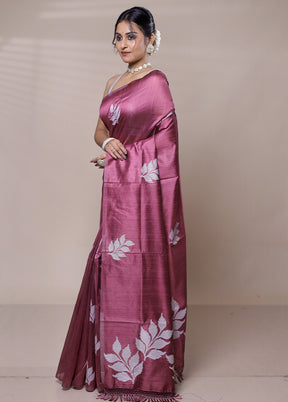 Purple Matka Silk Saree With Blouse Piece