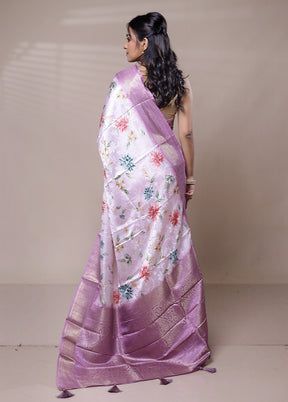 Purple Dupion Silk Saree With Blouse Piece