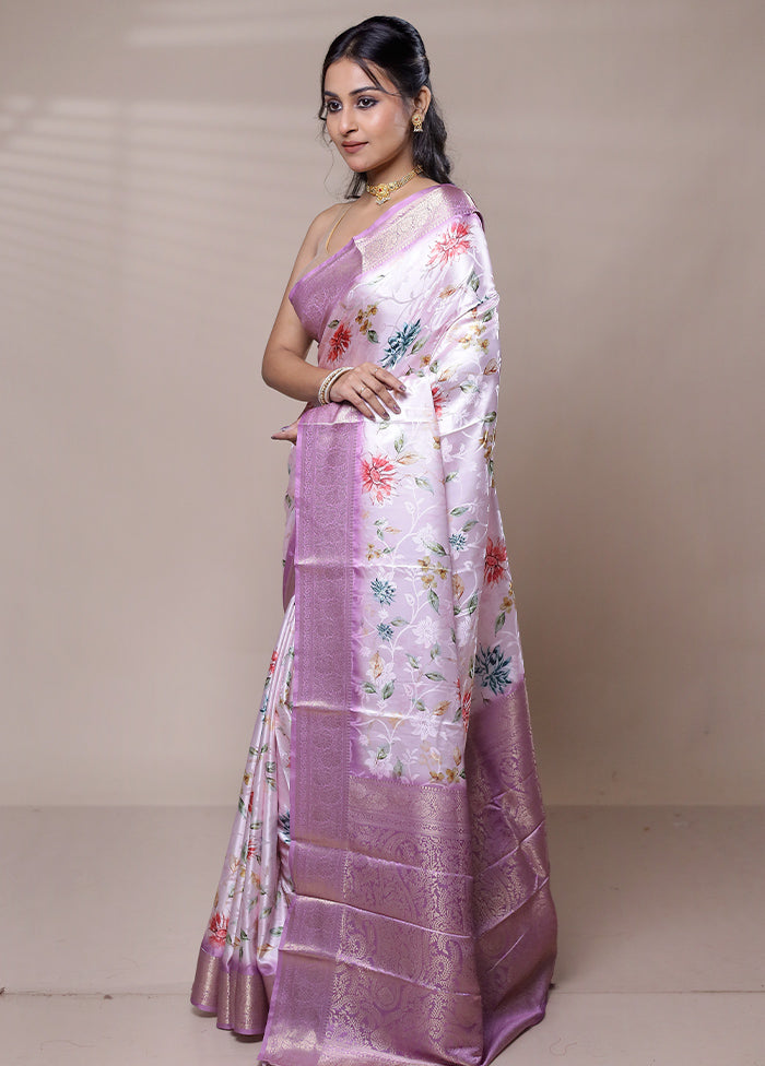 Purple Dupion Silk Saree With Blouse Piece