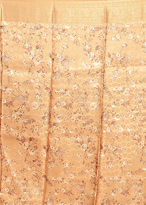 Cream Dupion Silk Saree With Blouse Piece