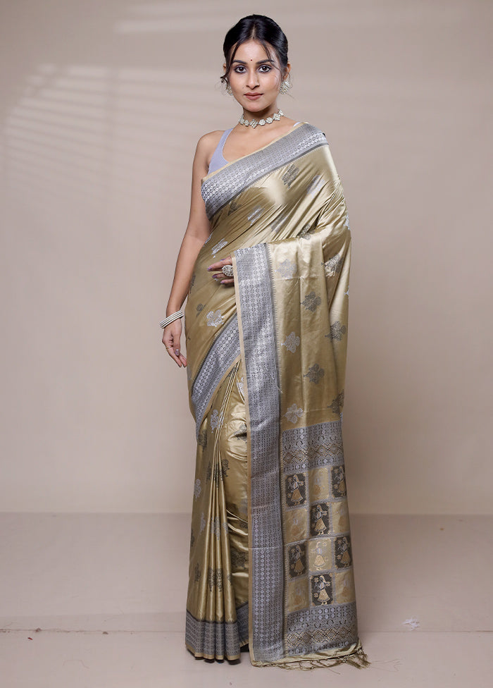 Green Dupion Silk Saree With Blouse Piece